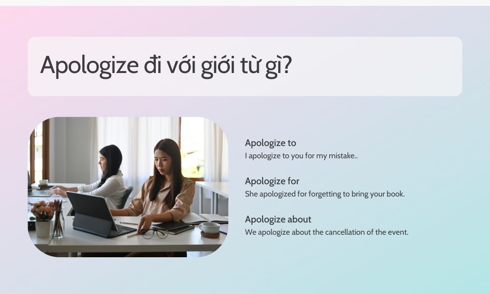 apologize đi với giới từ gì